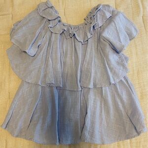 Chic blue Ruffled Blouse